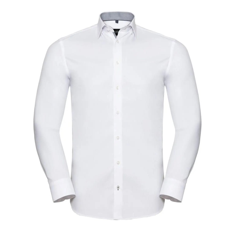 MenÂ´s Long Sleeve Tailored Contrast Herringbone Shirt