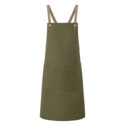 Bib Apron With Crossed Ribbons And Big Pocket