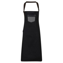 Division Waxed Look Denim With Faux Leather ather