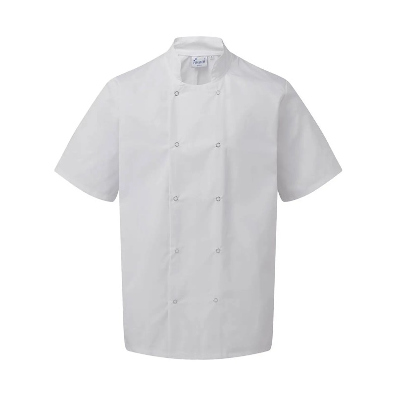 Studded Front Shorts Sleeve Chef's Jacket